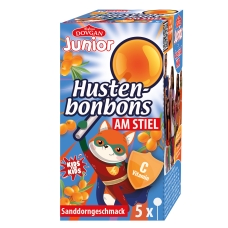 DOVGAN Junior Sanddorn-Hustenbonbons am Stiel 40 g DOVGAN Junior Sanddorn-Hustenbonbons am Stiel 40 g