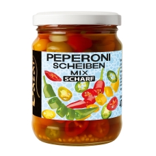 Bazar Peperoni Scheiben scharf Mix Jalapeno 235 g Bazar Peperoni Scheiben scharf Mix Jalapeno 235 g