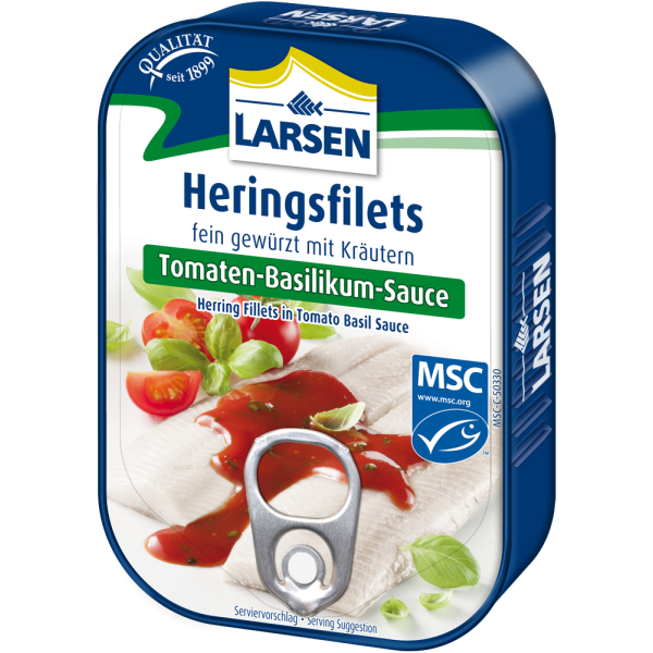 LARSEN Heringsfilets Tomaten-Basilikum-Sauce MSC 110 g