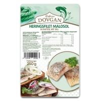 DOVGAN Heringsfilets malosol in Öl mit Dill 250 g